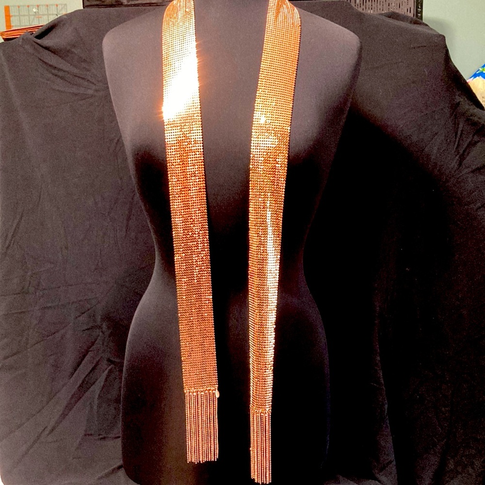 Pinkish Copper medallic scarf with bracelet bundle